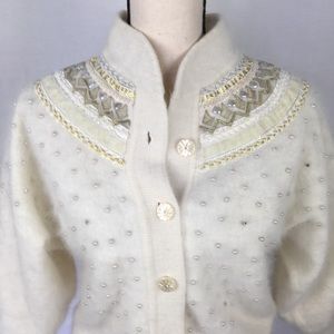 Vintage Angora/Lambswool cardigan sweater lined S